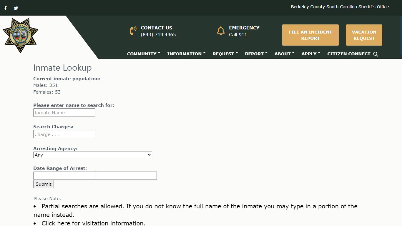 Inmate Lookup – Berkeley County Sheriff's Office