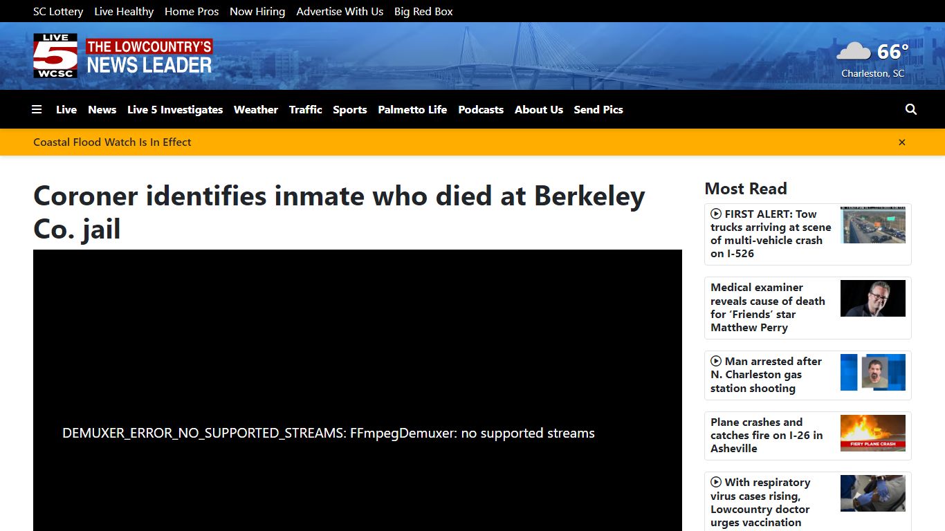 Coroner identifies inmate who died at Berkeley Co. jail - Live 5 News